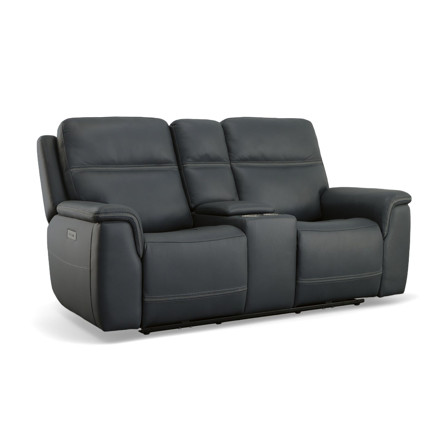 Flexsteel Sawyer Leather Pwr Recl Loveseat w/ Console, Pwr Hdrsts, Lumbar