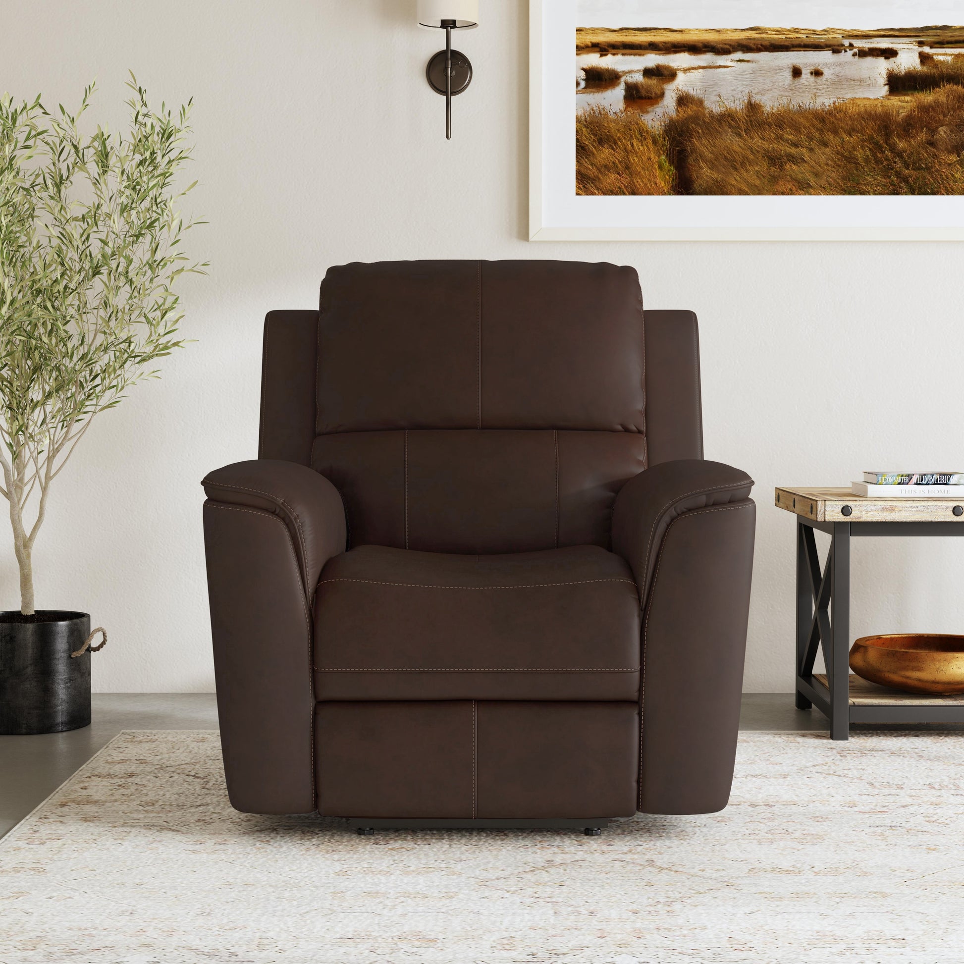 Flexsteel Henry Power Recliner with Power Headrest & Lumbar