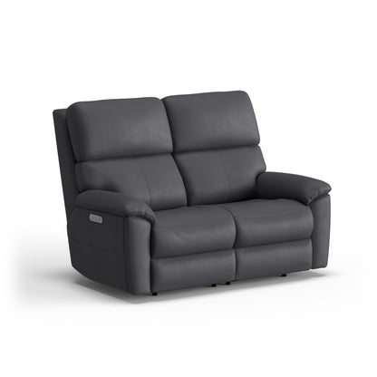 Flexsteel Porter Power Reclining Loveseat with Power Headrest & Lumbar