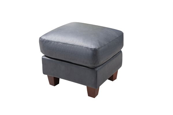 Traverse Ottoman in Ocean Blue leather by Leather Italia