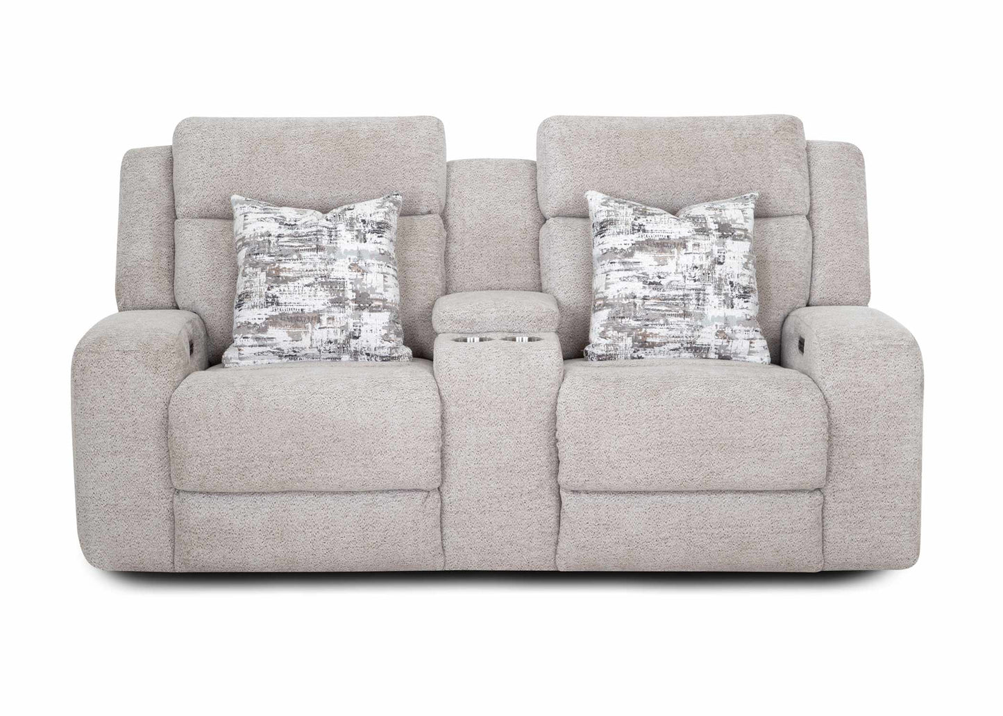 Logan Power Reclining Console Loveseat w/ Power Headrest, Storage, Cupholders & USB