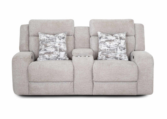 Logan Power Reclining Console Loveseat w/ Power Headrest, Storage, Cupholders & USB