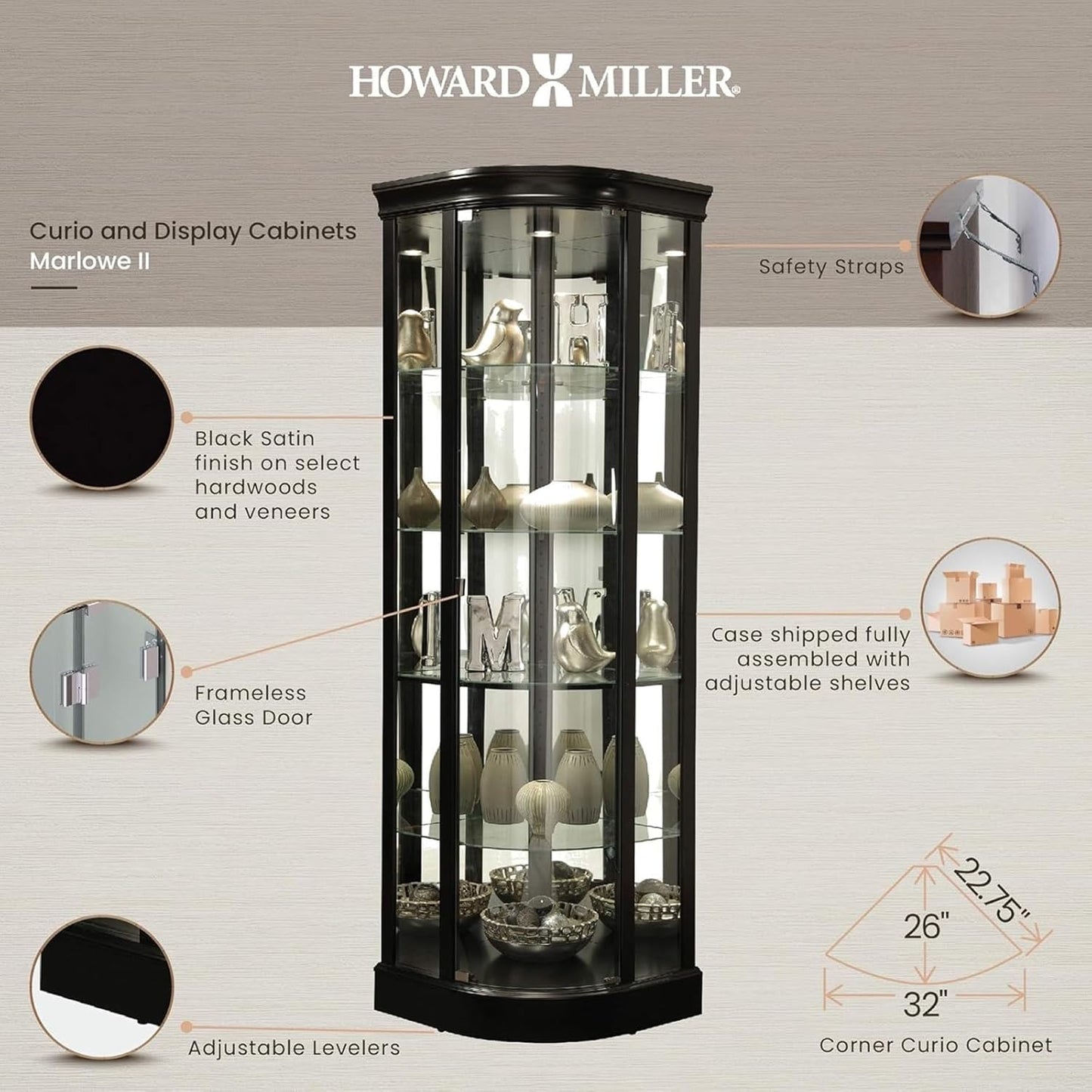 Marlowe II Curio Cabinet