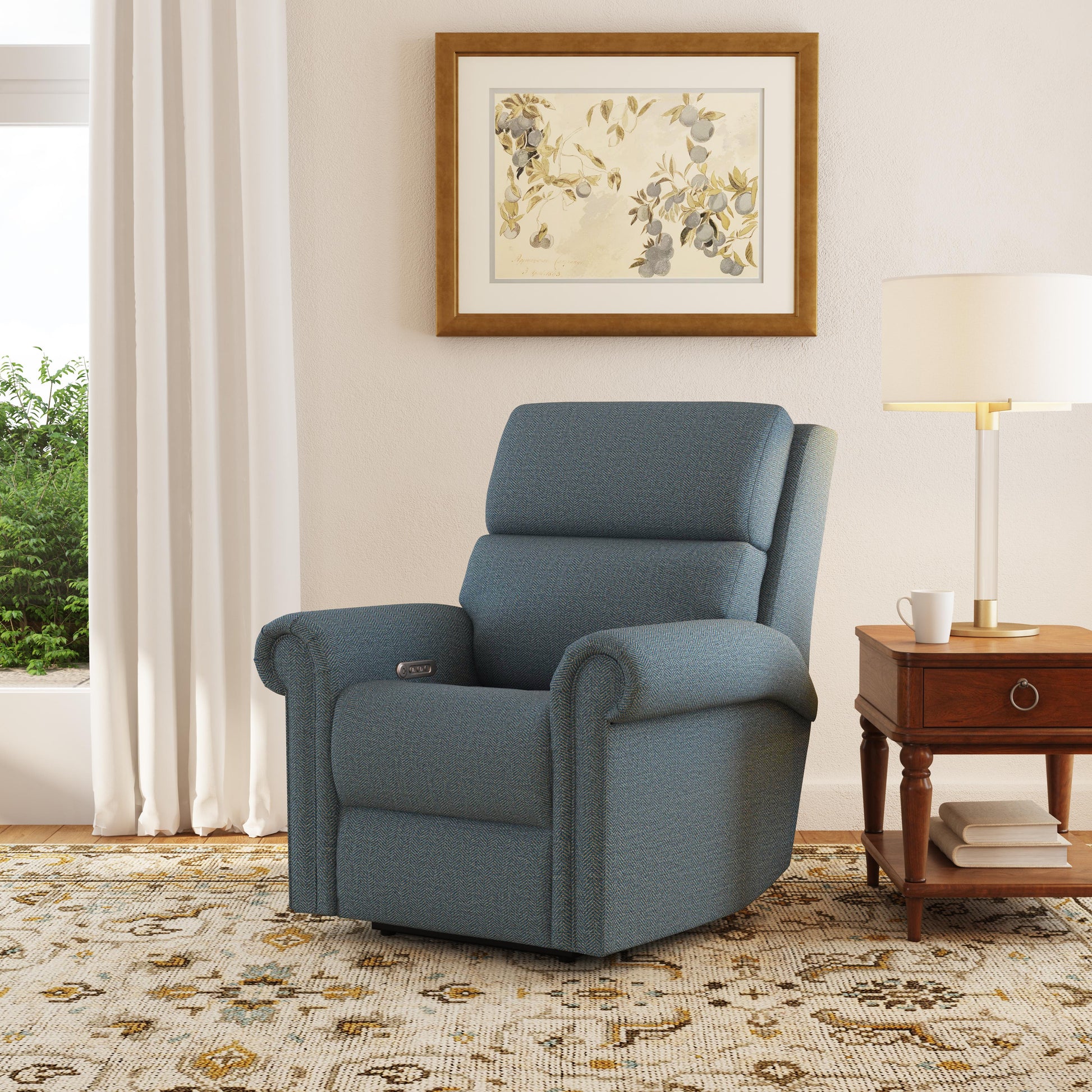 Flexsteel Bernard Power Recliner with Power Headrest & Lumbar