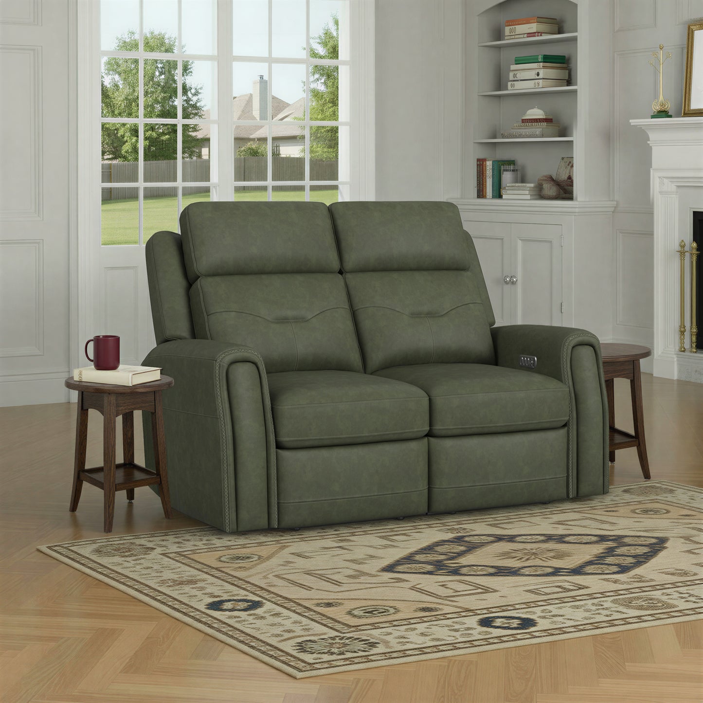 Flexsteel Felix Leather Power Reclining Loveseat with Power Headrest, Lumbar, Heat & Massage