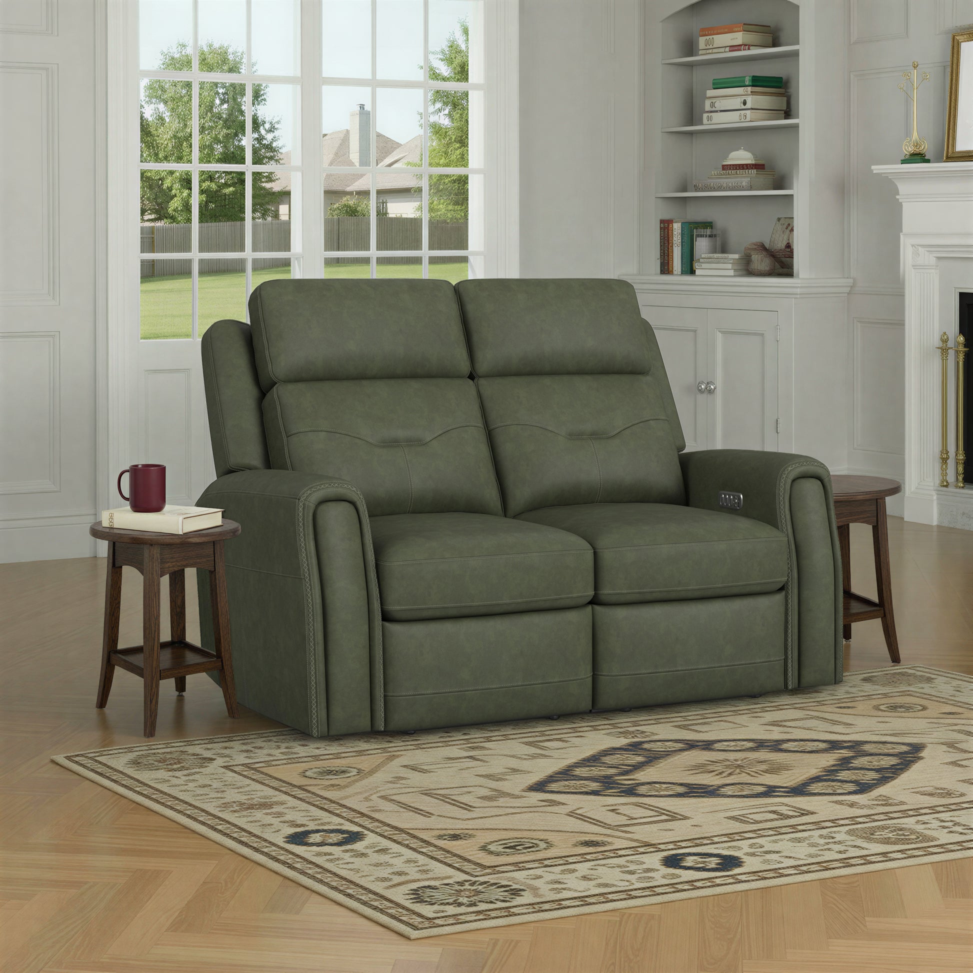 Flexsteel Felix Leather Power Reclining Loveseat with Power Headrest, Lumbar, Heat & Massage