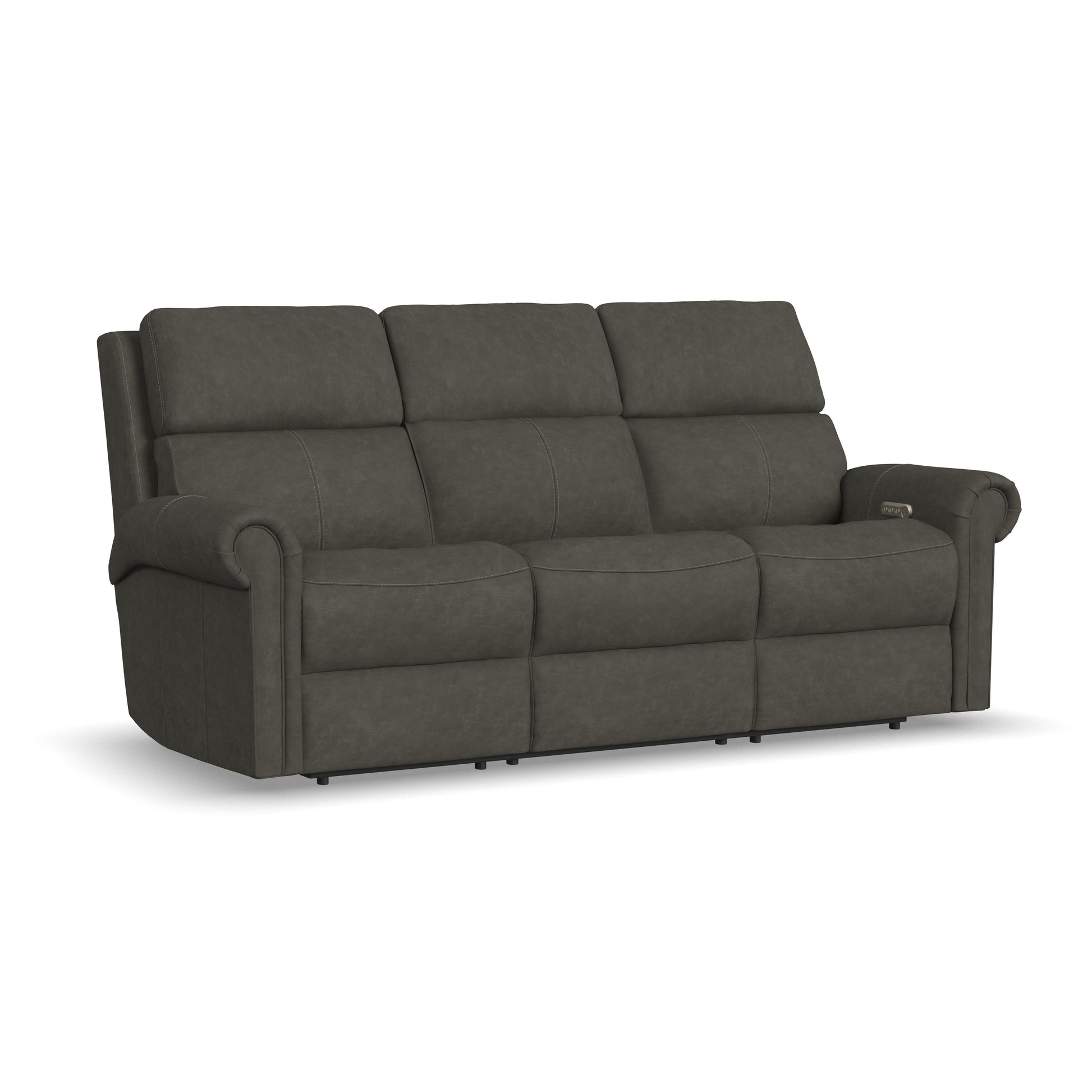 Flexsteel Bernard Power Reclining Sofa with Console, Power Headrests & Lumbar
