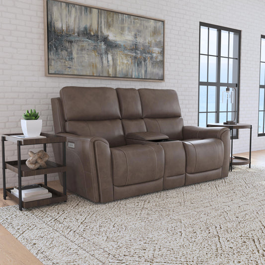 Flexsteel Carter Power Reclining Loveseat with Console & Power Headrests & Lumbar