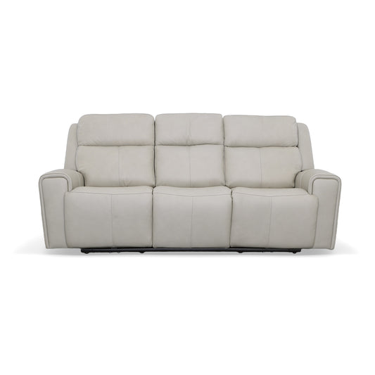 Flexsteel Barnett Leather Power Reclining Sofa with Power Headrests & Lumbar