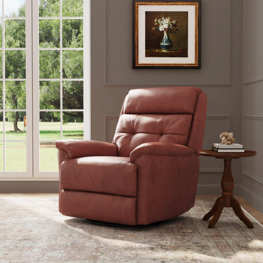 Sophisticated Leather Power Swivel Gliding Recliner with Power Headrest & Lumbar - Sienna