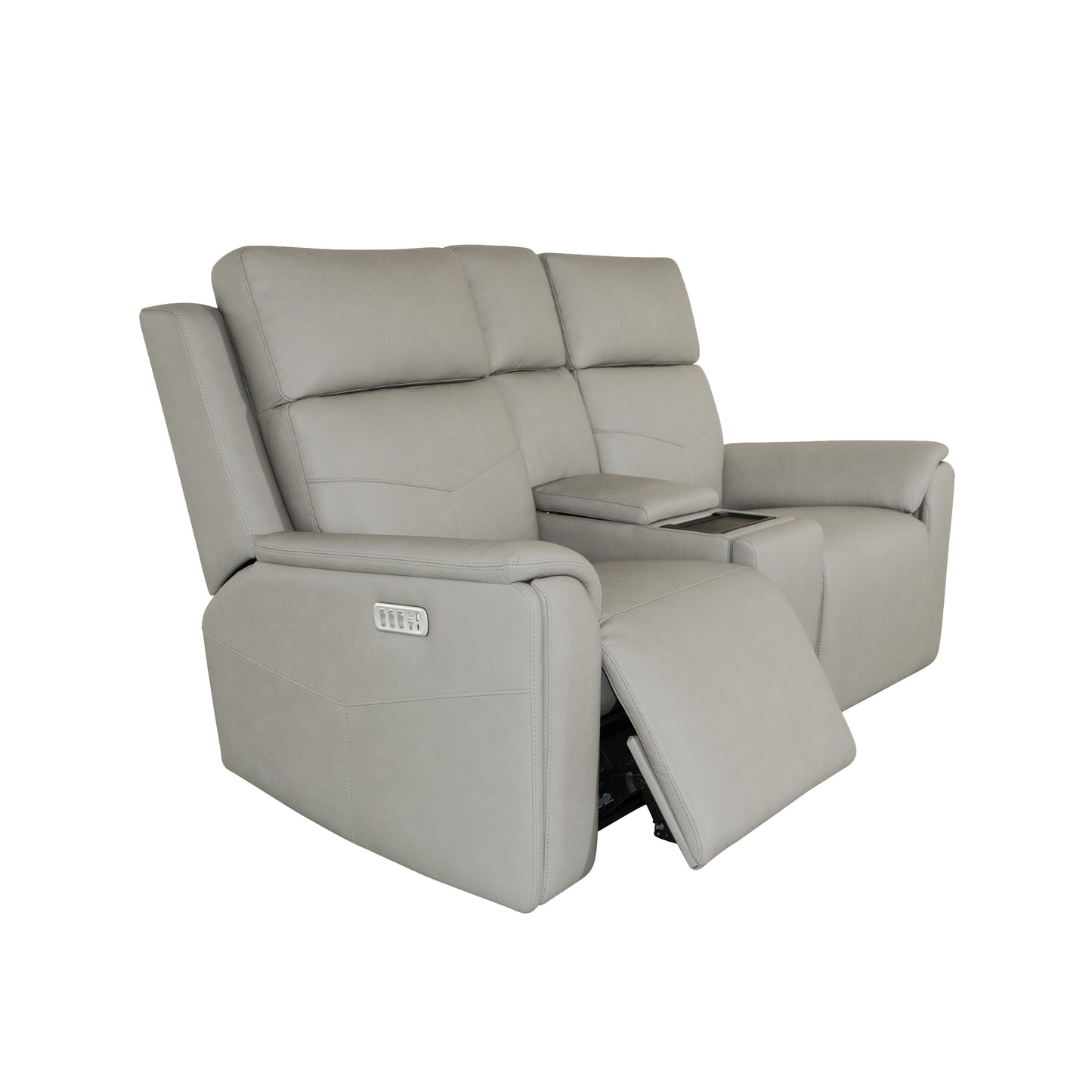 Flexsteel Vernon Power Reclining Loveseat with Console, Power Headrests, Lumbar, Heat & Massage