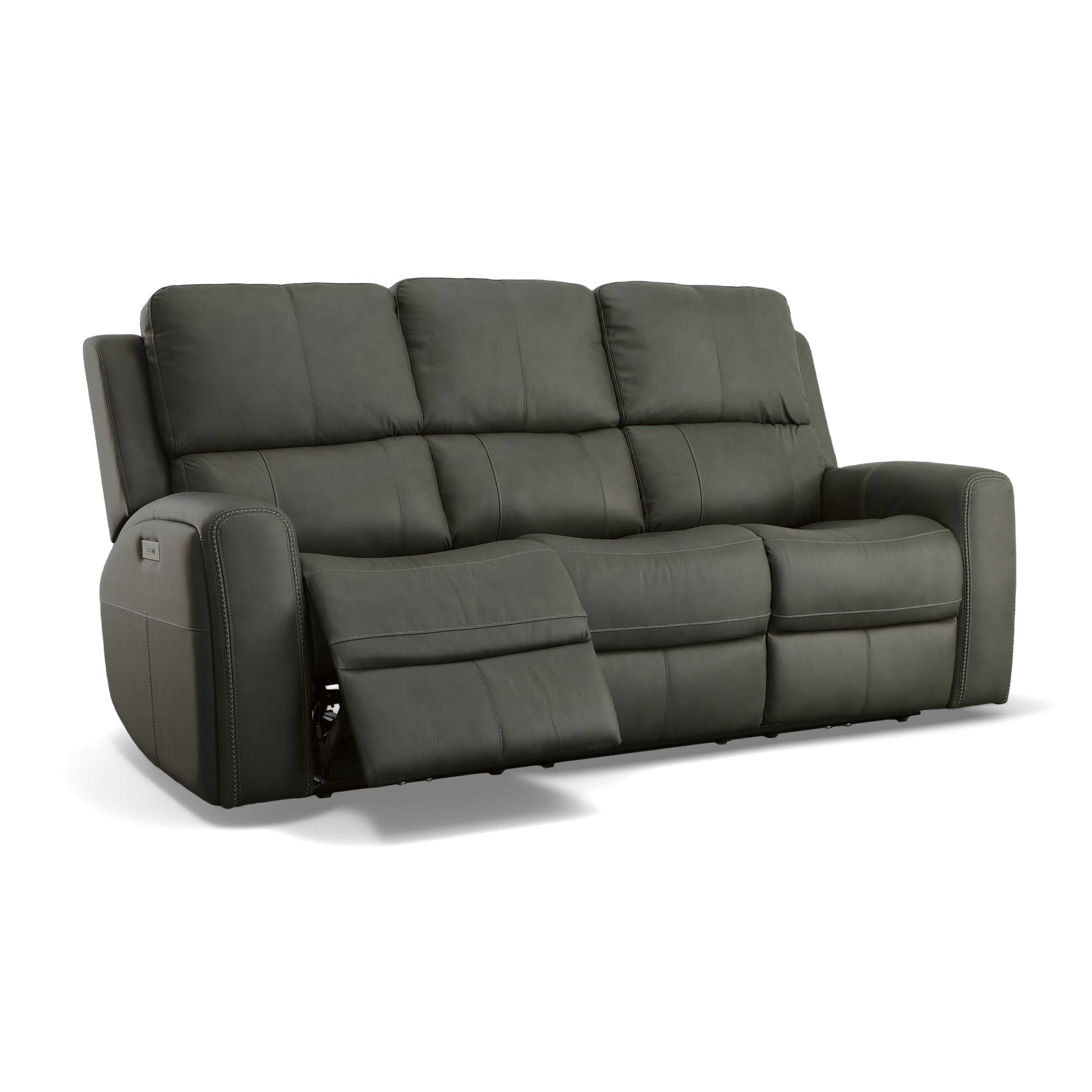 Flexsteel Linden Leather Power Reclining Sofa with Power Headrests & Lumbar