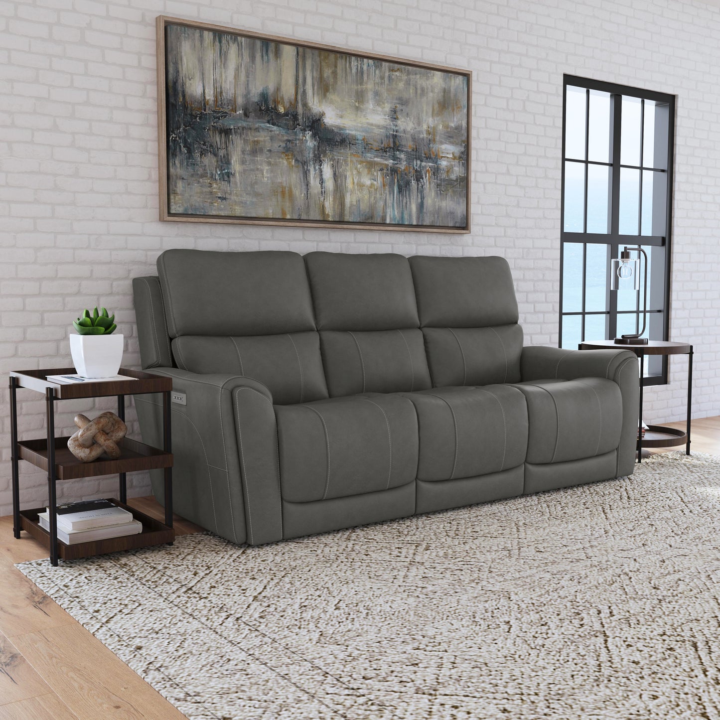 Flexsteel Carter Power Reclining Sofa with Console & Power Headrests & Lumbar