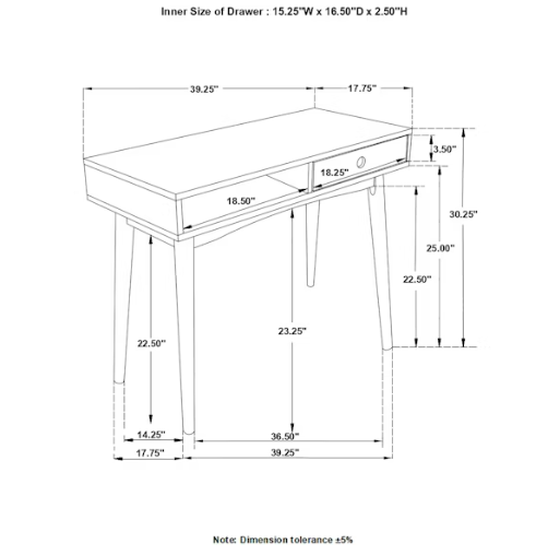 Bradenton 1 Drawer Writing Desk