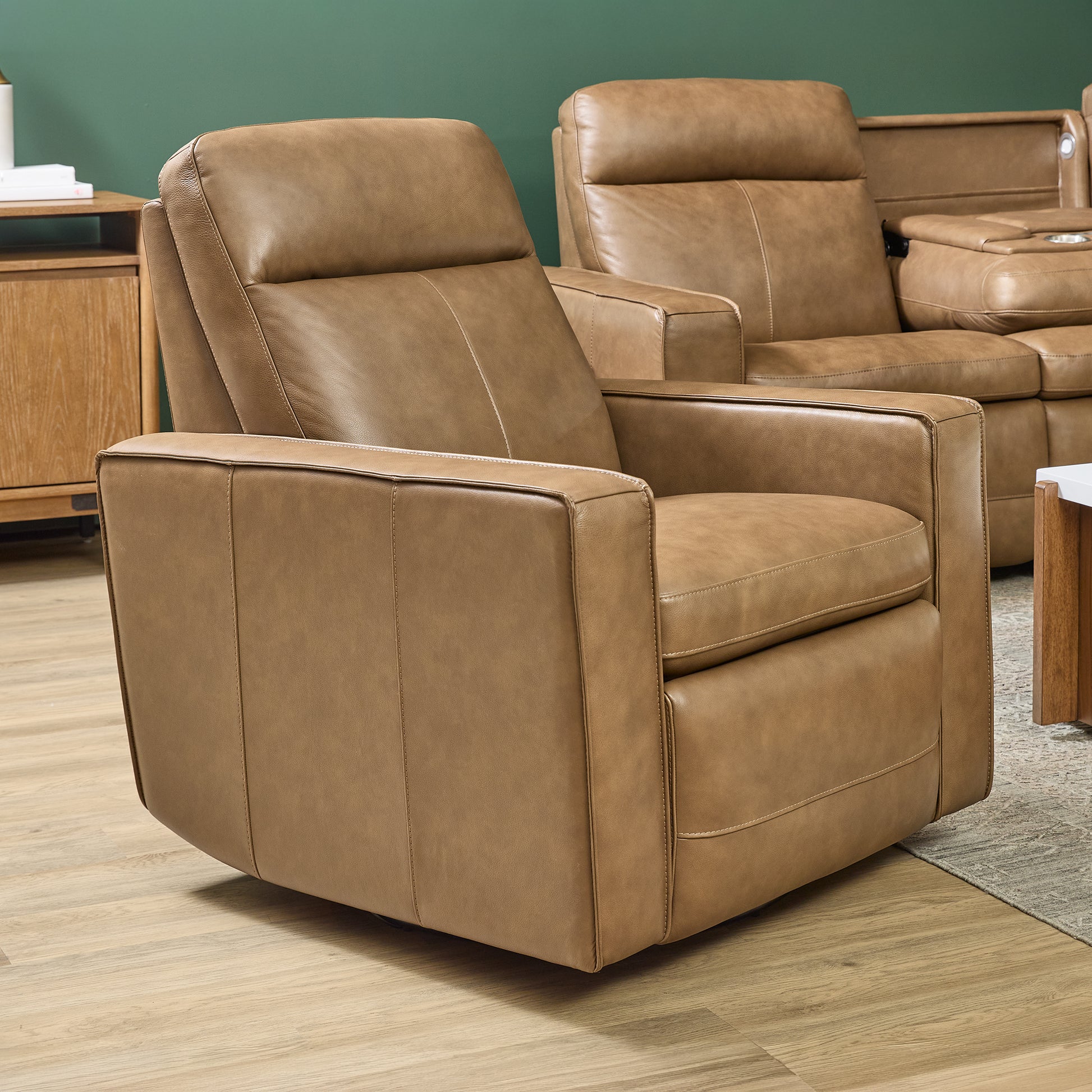 Flexsteel Dutch Power Swivel Gliding Recliner with Power Headrest, Lumbar, Heat & Massage