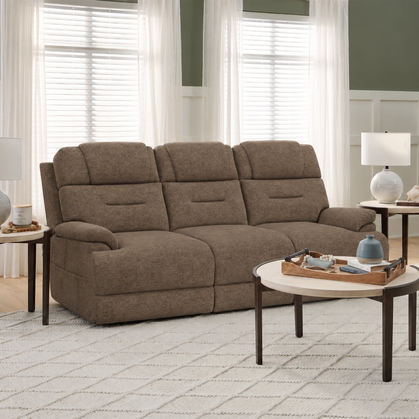 Flexsteel Zecliner Zofa Power Reclining Sofa with Console, Power Headrest, Lumbar, Heat & Massage