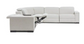 Gray sectional sofa with a reclining feature on a white background
