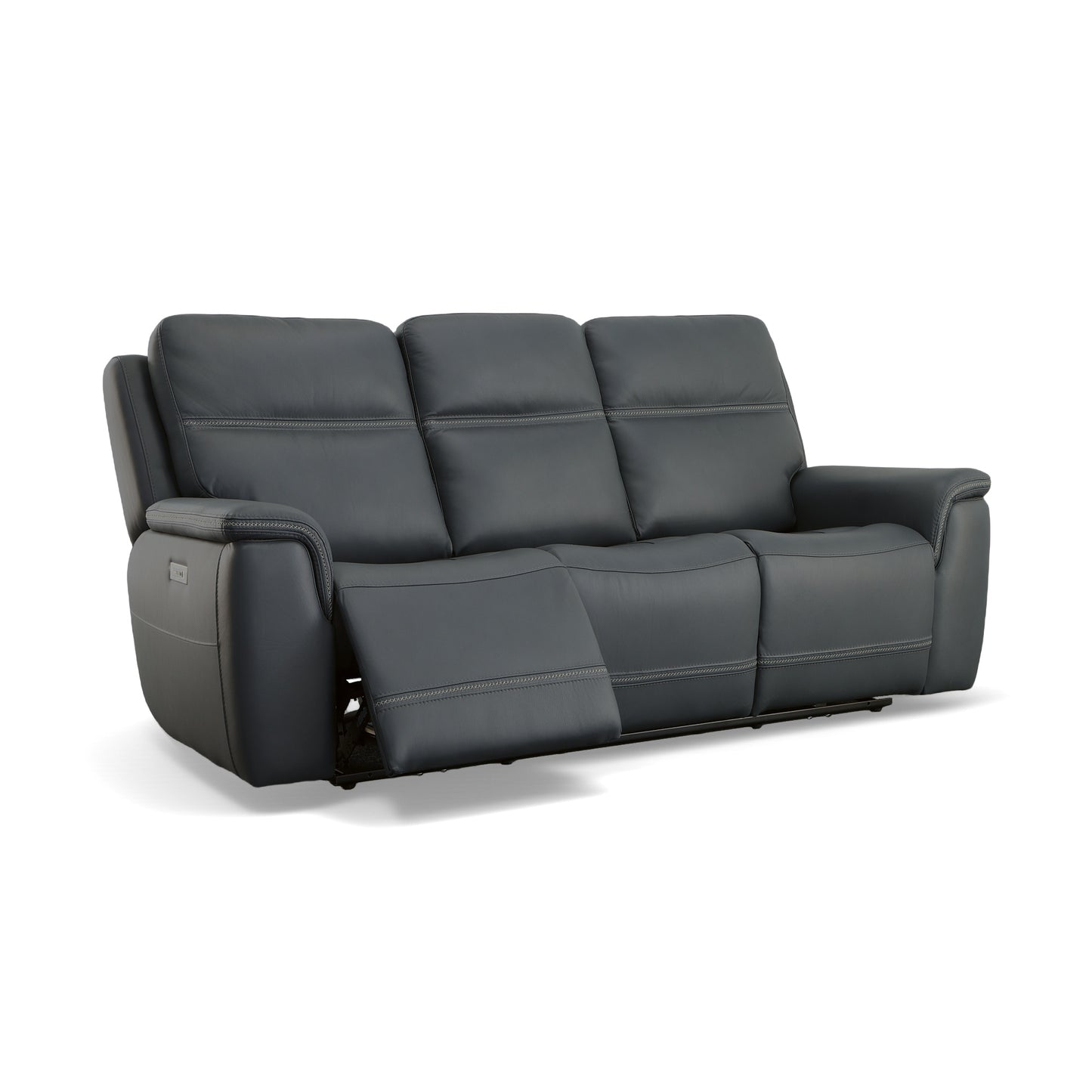 Flexsteel Sawyer Leather Power Reclining Sofa with Power Headrests & Lumbar