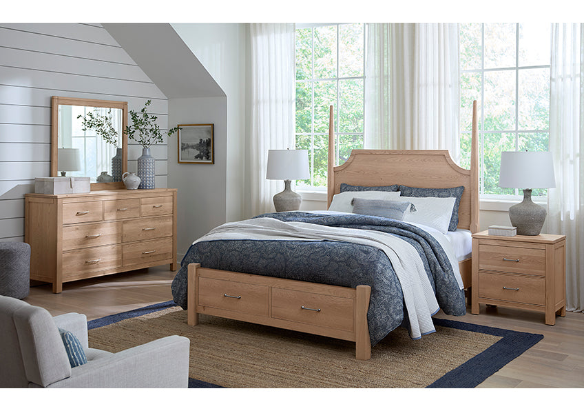 Tide & Timber Pencil Poster Bed with Footboard Storage