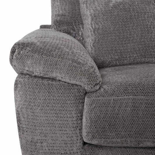 up close arm of gray texted sofa