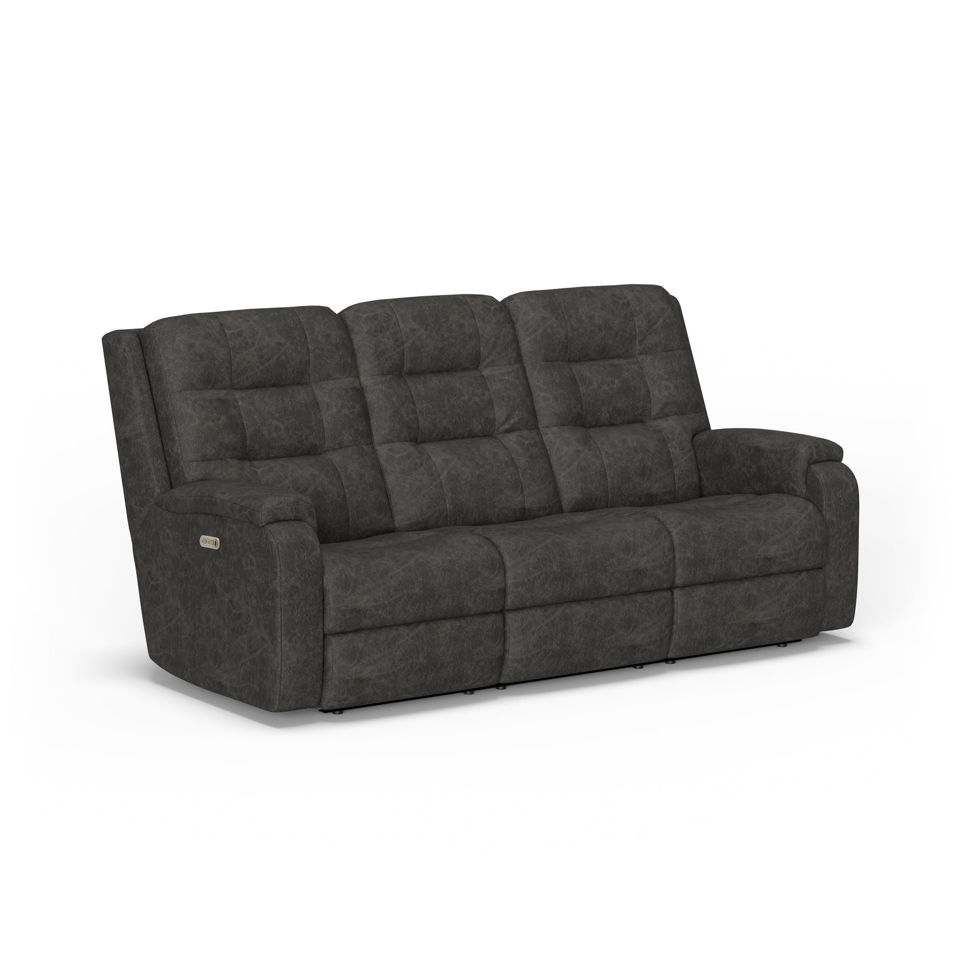 Arlo Leather Power Reclining Sofa with Power Headrests - Smoke
