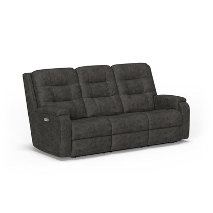 Arlo Leather Power Reclining Sofa with Power Headrests - Smoke