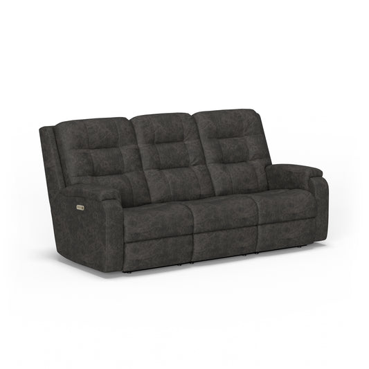 Arlo Leather Power Reclining Sofa with Power Headrests - Smoke