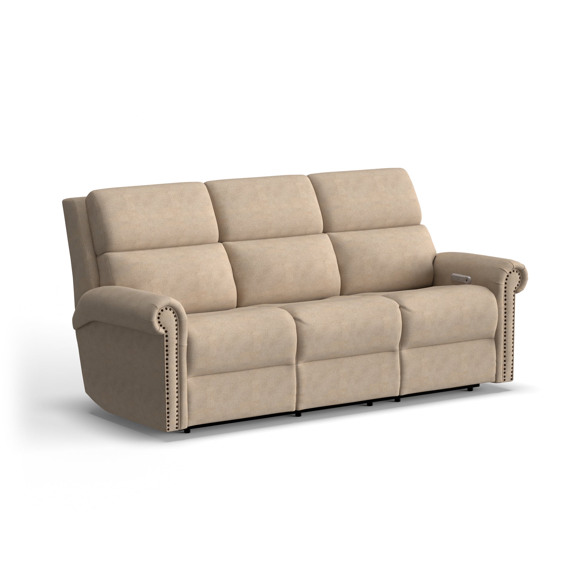 Flexsteel Bernard Power Reclining Sofa with Console, Power Headrest, & Lumbar
