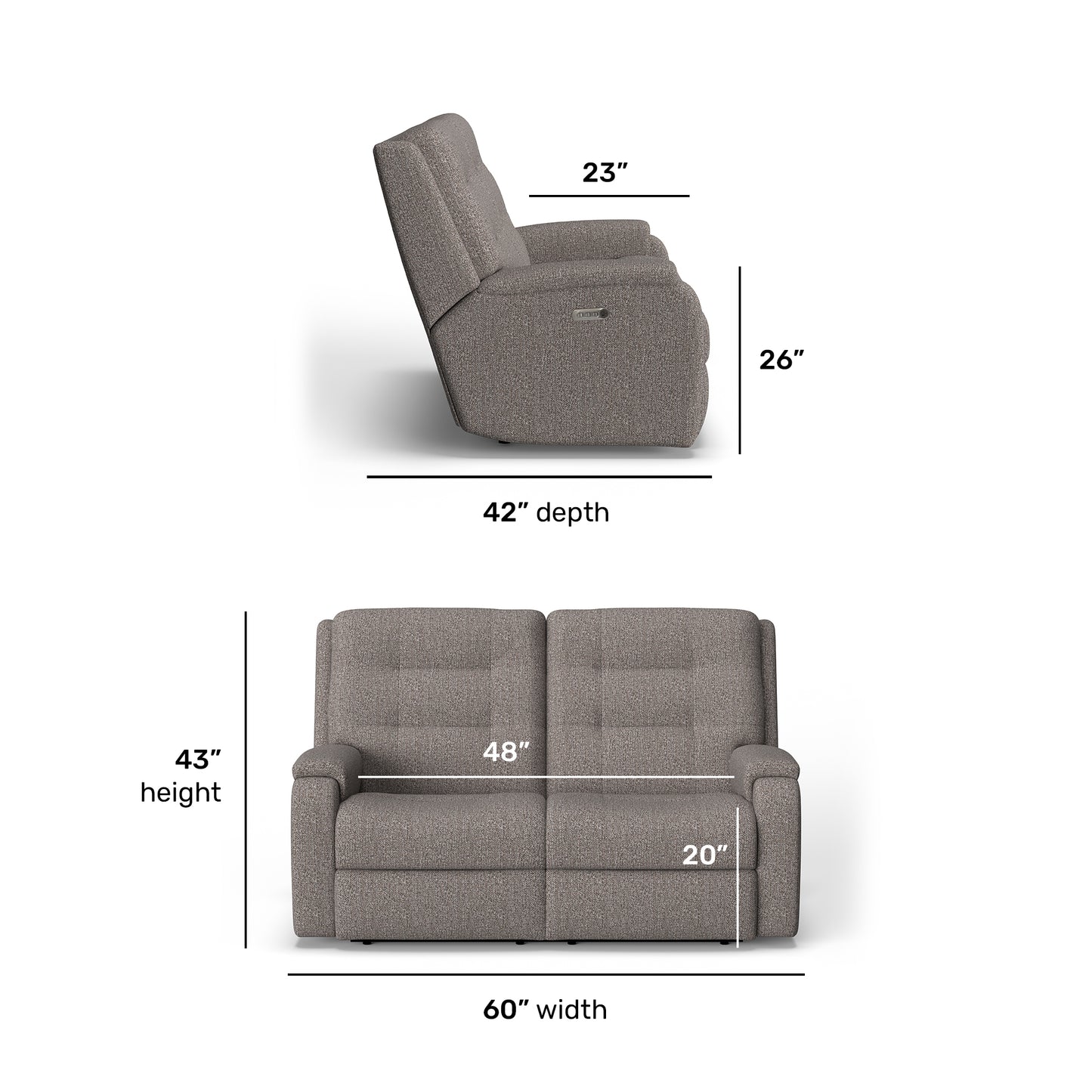 Flexsteel Arlo Power Reclining Loveseat with Power Headrest & Lumbar