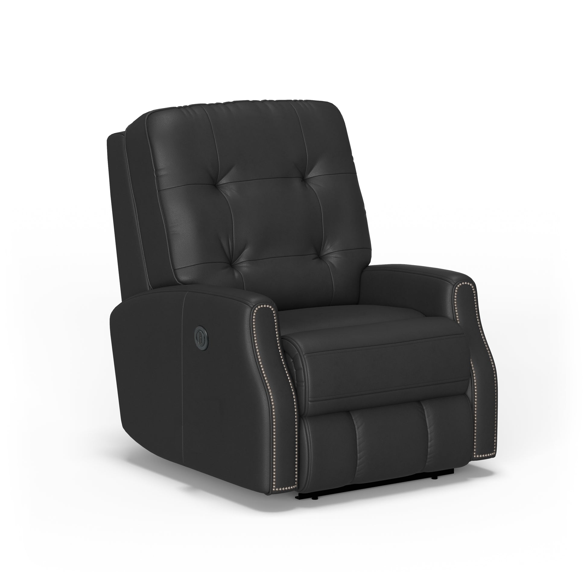 Devon Leather Power Recliner - Steel