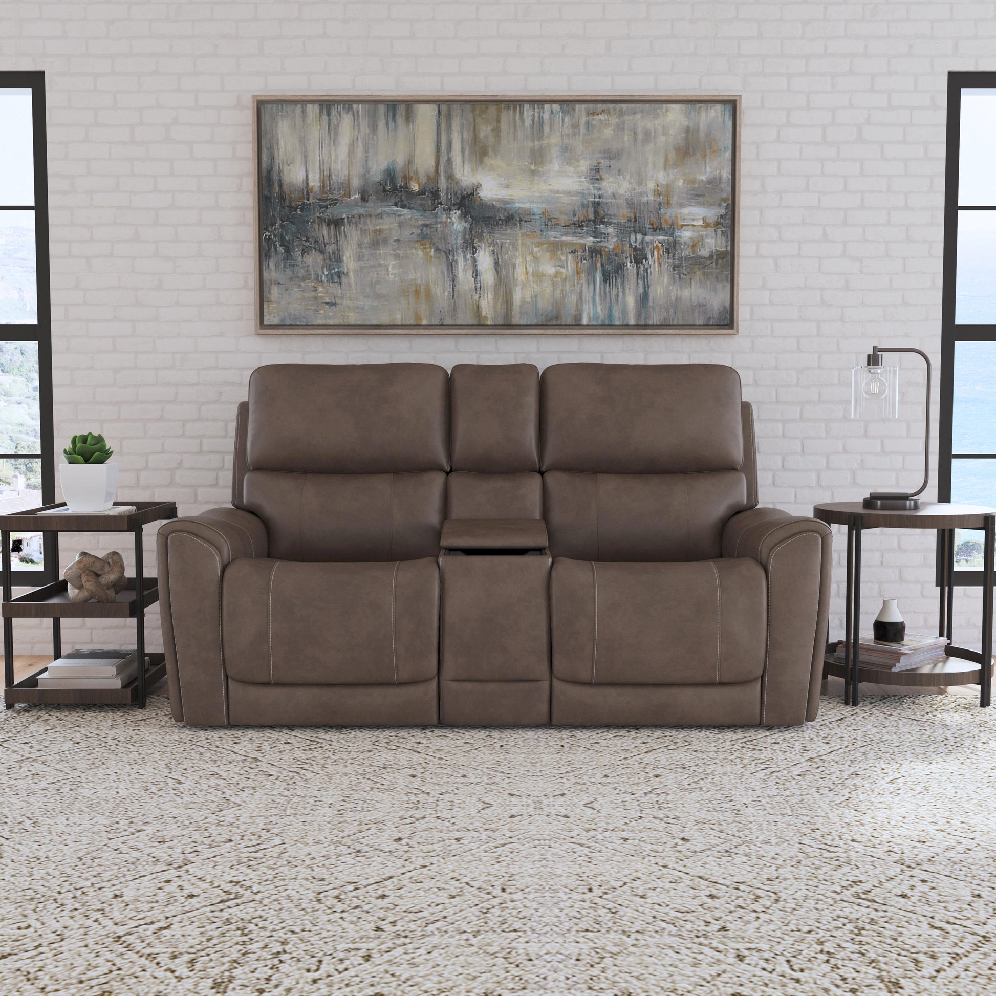 Flexsteel Carter Power Reclining Loveseat with Console & Power Headrests & Lumbar