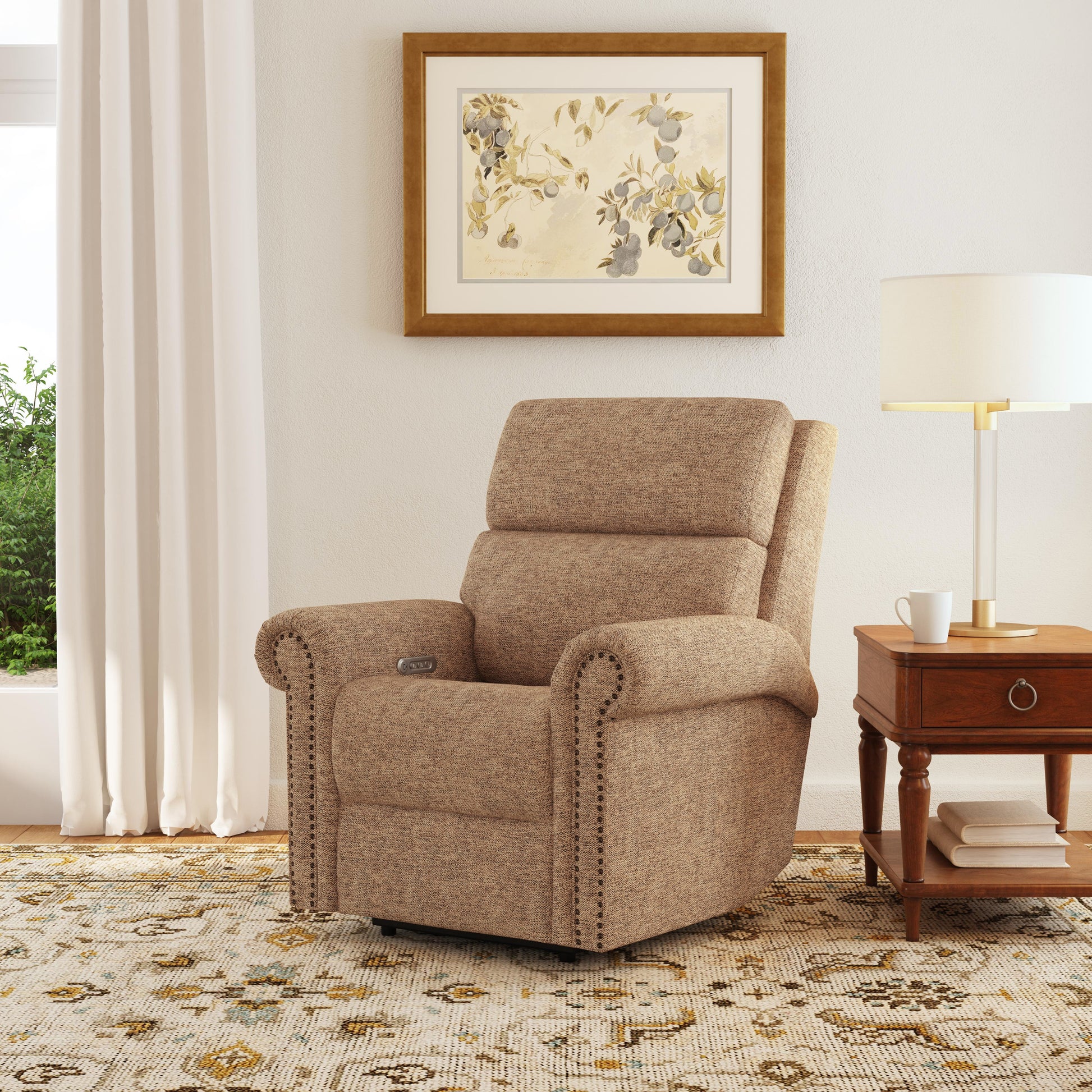 Flexsteel Bernard Power Recliner with Power Headrest & Lumbar