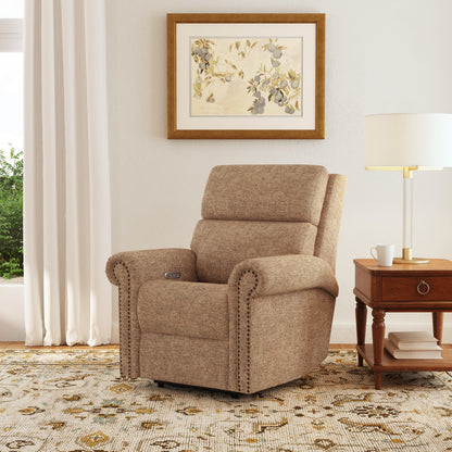 Flexsteel Bernard Power Recliner with Power Headrest & Lumbar