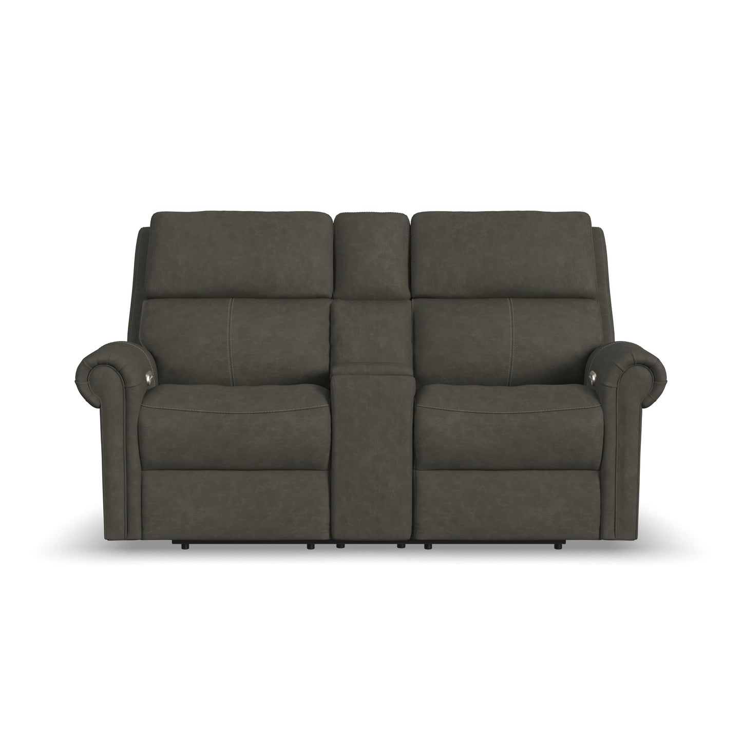 Flexsteel Bernard Power Reclining Loveseat with Console, Power Headrests & Lumbar