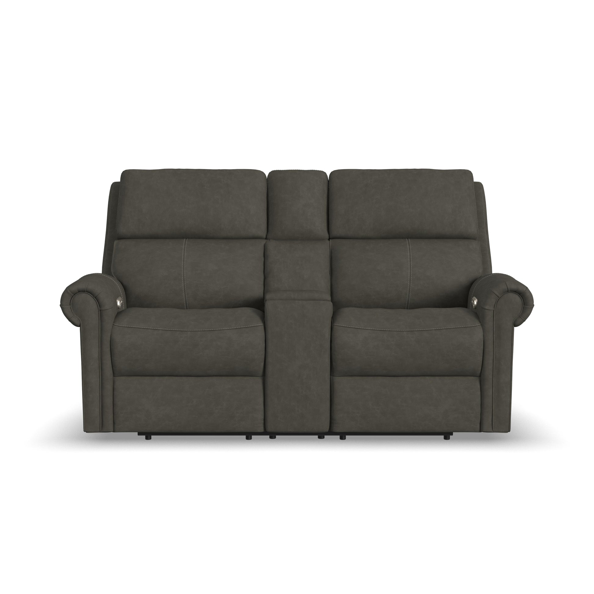 Flexsteel Bernard Power Reclining Loveseat with Console, Power Headrests & Lumbar