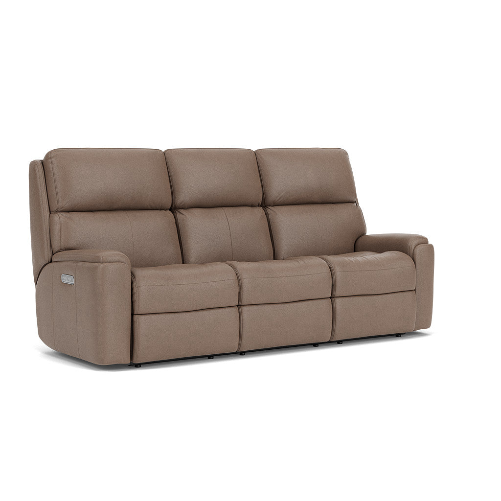 Rio Leather Power Reclining Sofa with Power Headrests - Driftwood