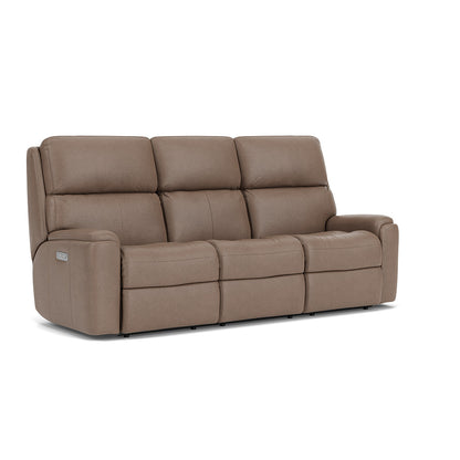 Rio Leather Power Reclining Sofa with Power Headrests - Driftwood
