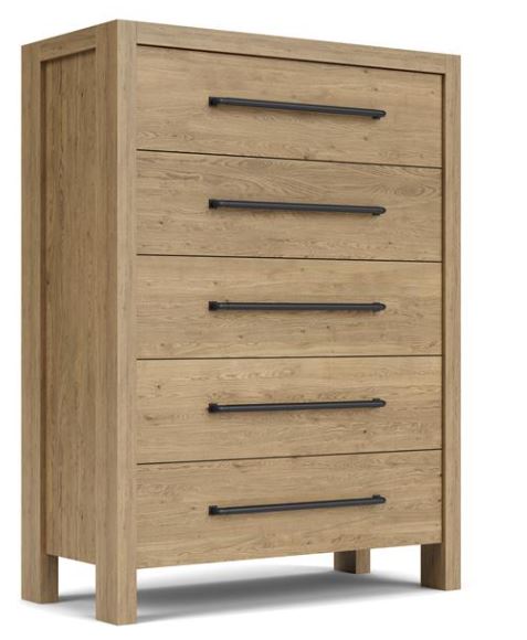 Davie Upholstered Bed, Mirrored Dresser, Chest, and Nightstand