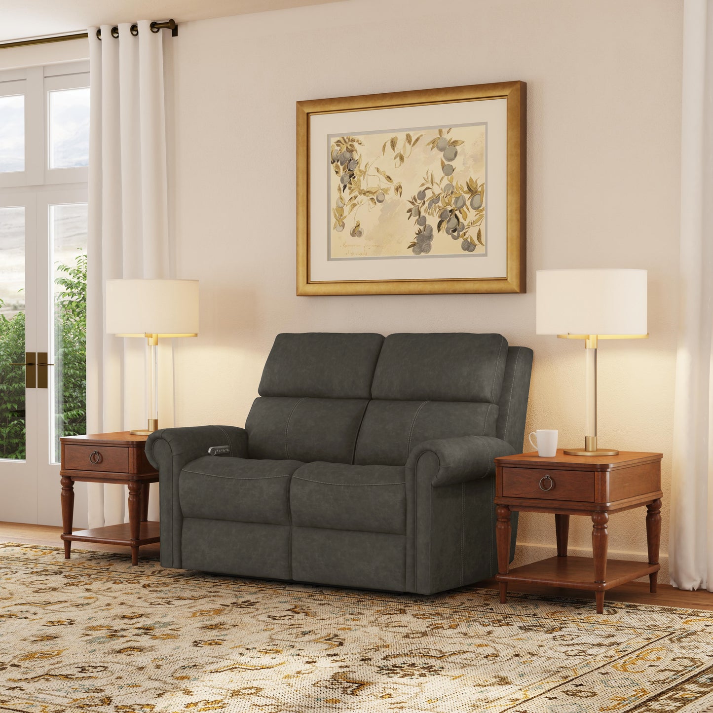 Flexsteel Bernard Power Reclining Loveseat with Power Headrests & Lumbar