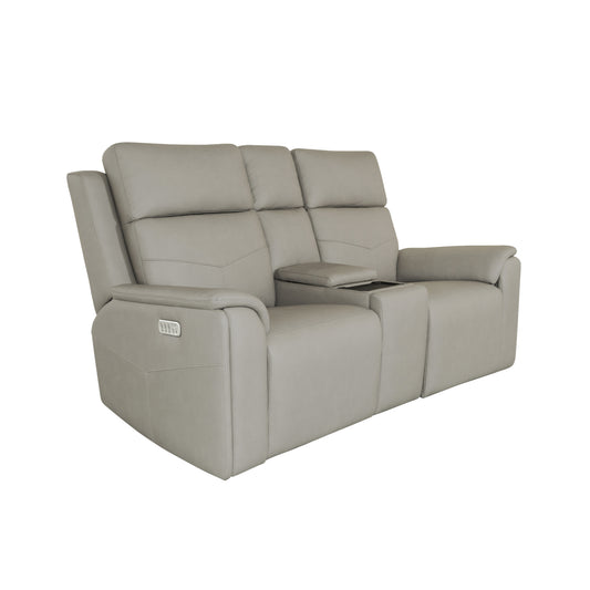 Flexsteel Vernon Power Reclining Loveseat with Console, Power Headrests, Lumbar, Heat & Massage