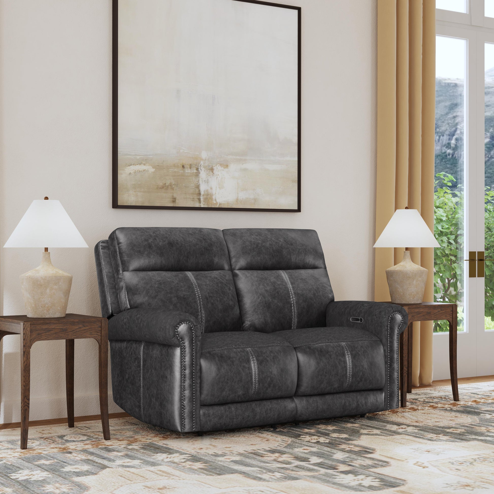 Flexsteel Alexander Power Reclining Loveseat with Power Headrest & Lumbar