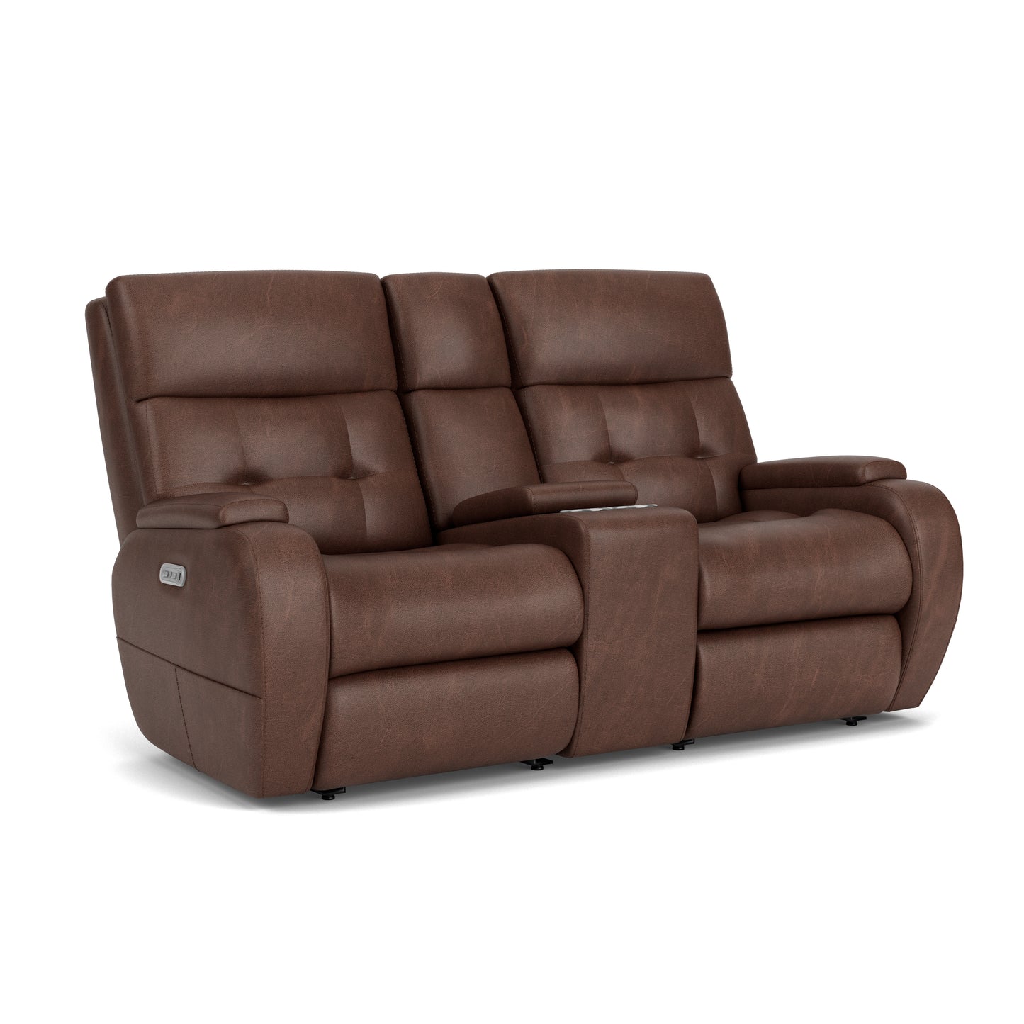 Flexsteel Strait Power Reclining Loveseat with Console & Power Headrests