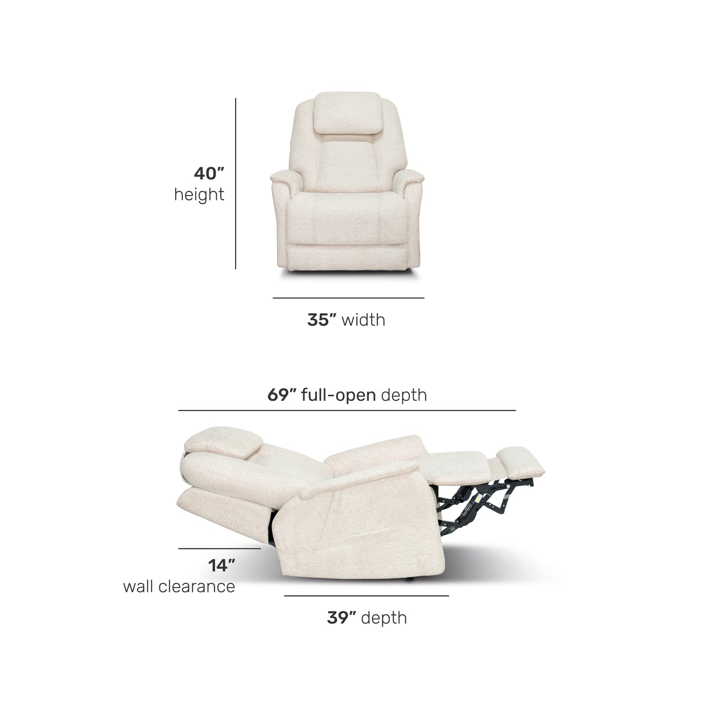 Flexsteel Zecliner Model 3+ Petite Power Lift Recliner with Power Headrest, Lumbar, Heat & Massage