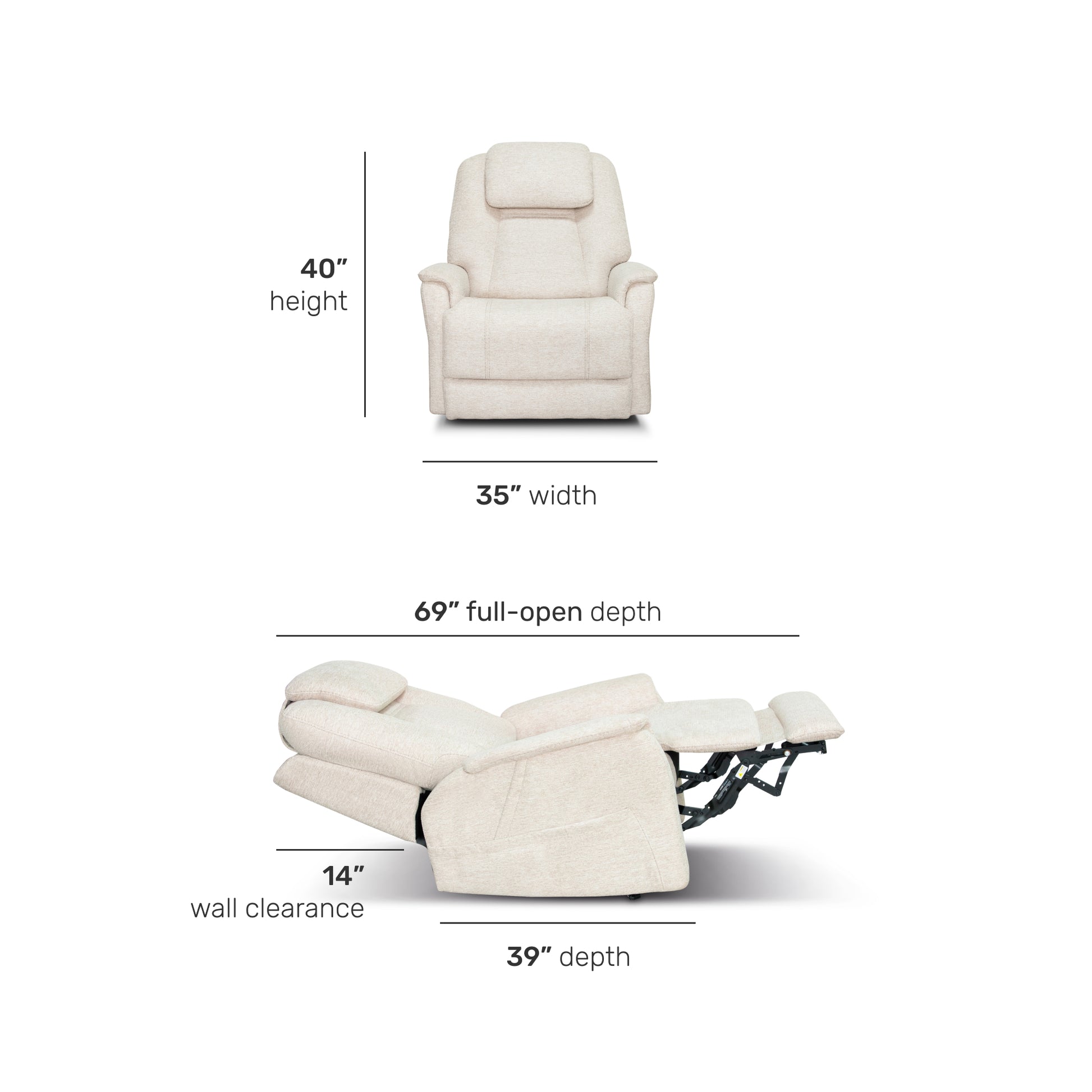 Flexsteel Zecliner Model 3+ Petite Power Lift Recliner with Power Headrest, Lumbar, Heat & Massage