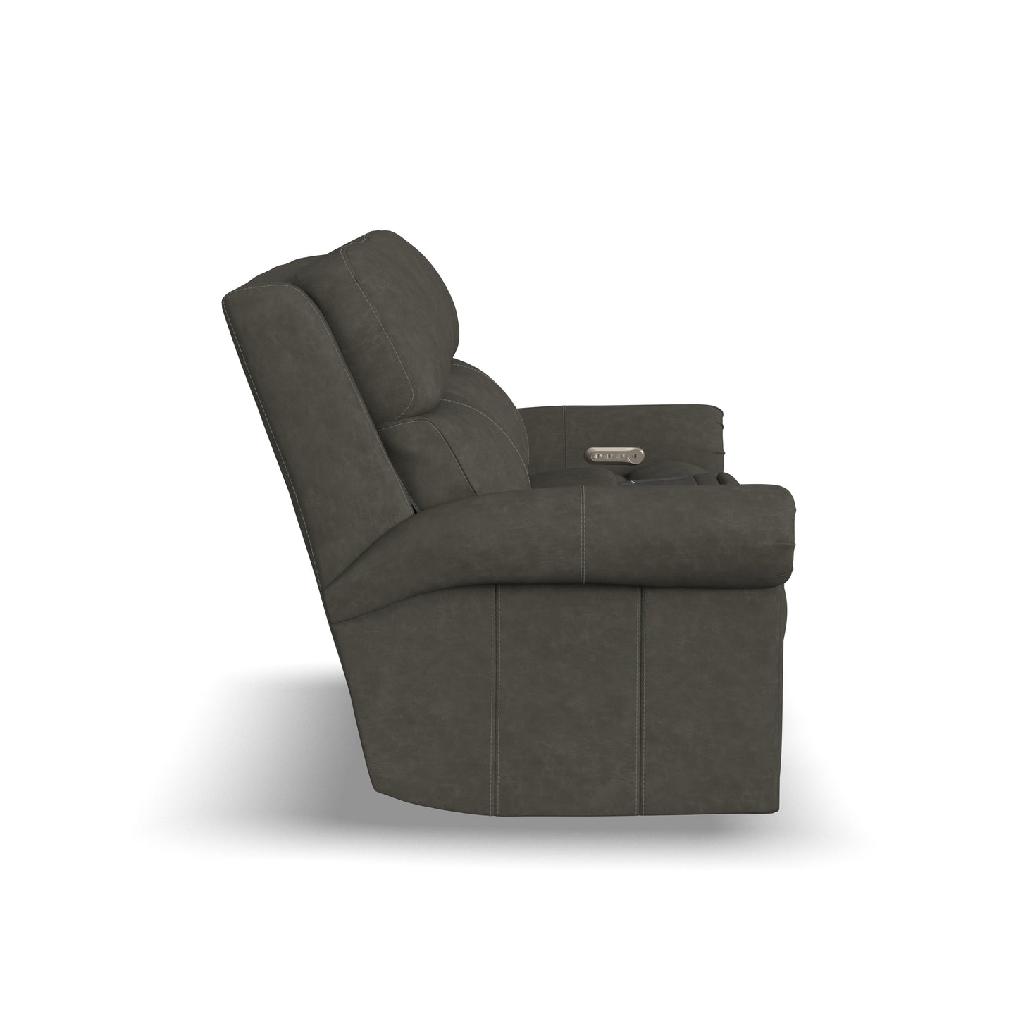 Flexsteel Bernard Power Reclining Loveseat with Console, Power Headrests & Lumbar