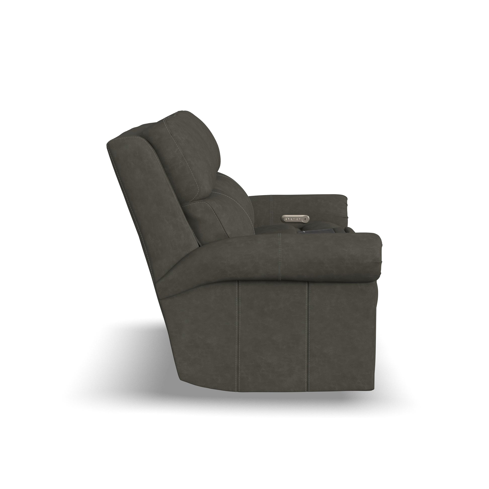 Flexsteel Bernard Power Reclining Loveseat with Console, Power Headrests & Lumbar