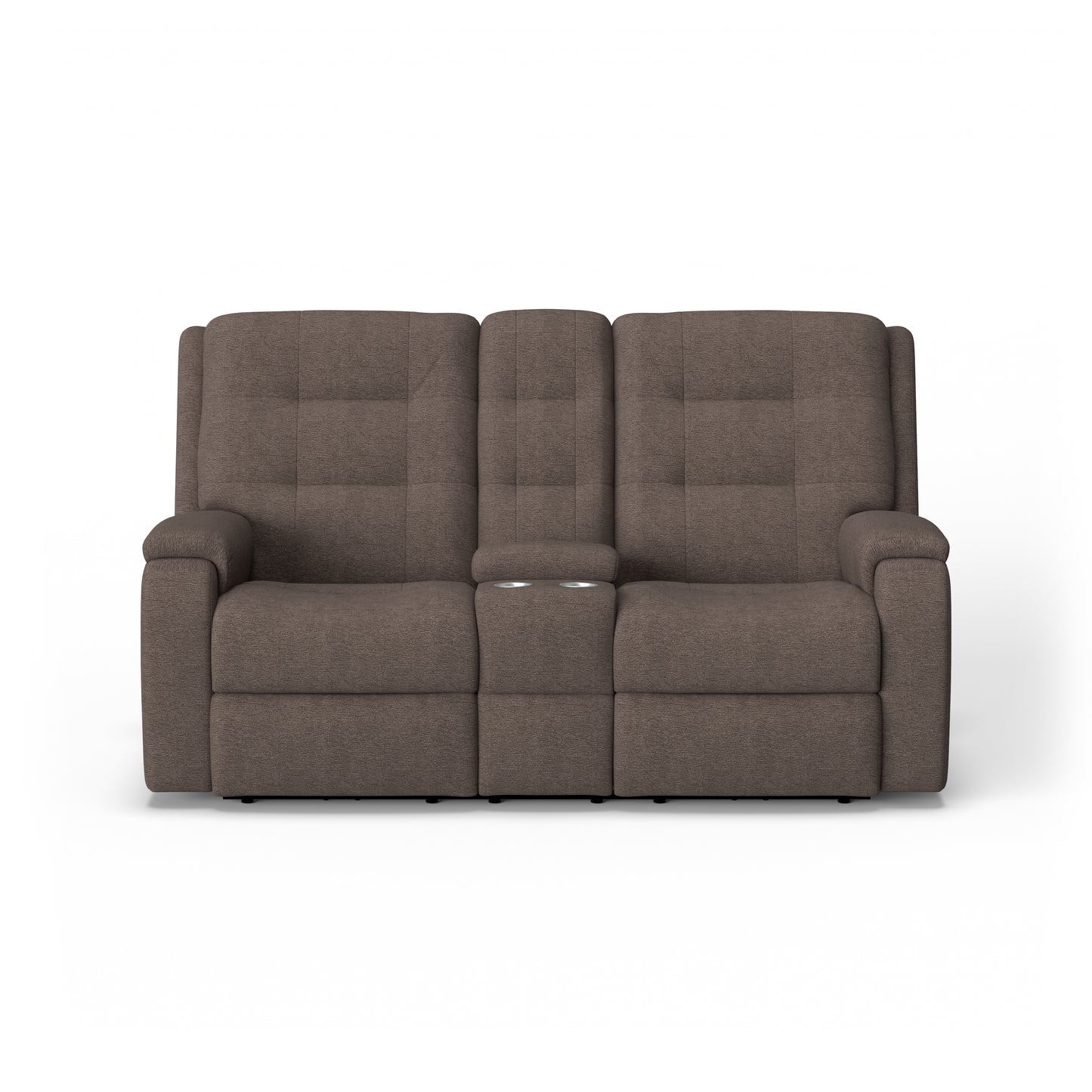 Flexsteel Arlo Power Reclining Loveseat with Console, Power Headrest & Lumbar
