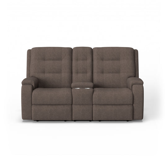 Flexsteel Arlo Power Reclining Loveseat with Console, Power Headrest & Lumbar