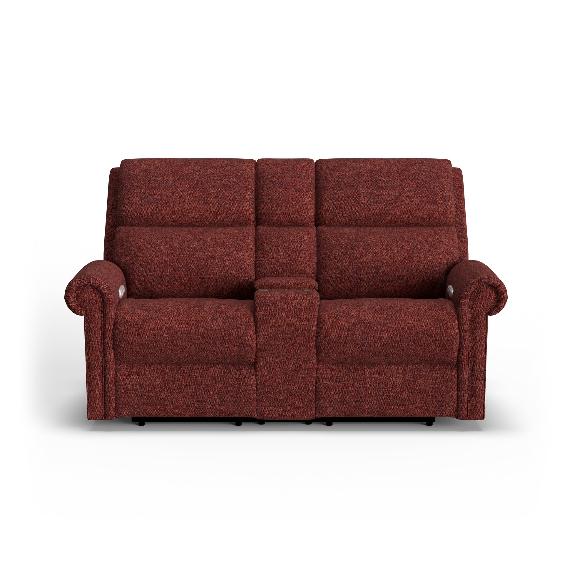 Flexsteel Bernard Power Reclining Loveseat with Console, Power Headrest, & Lumbar