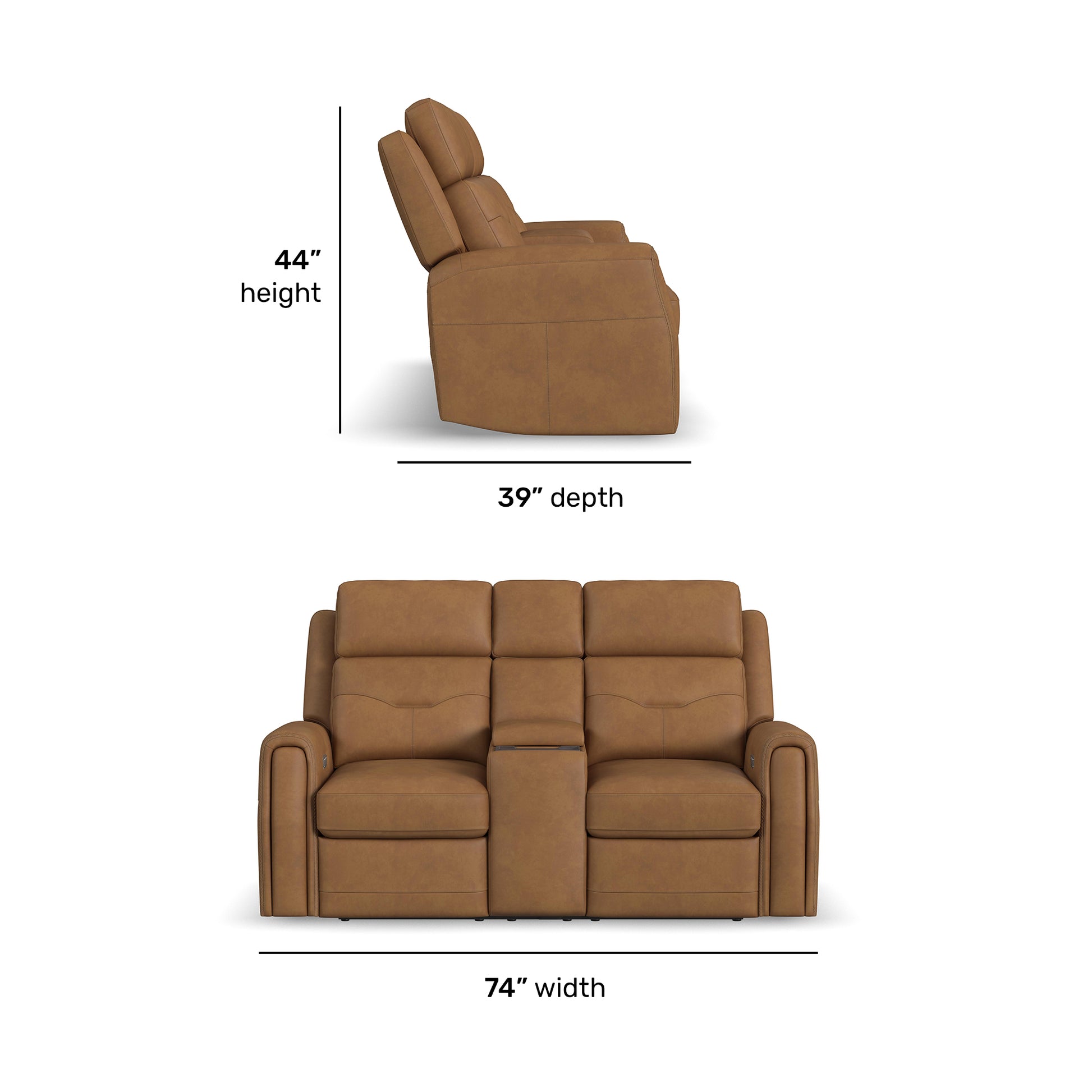Flexsteel Felix Power Reclining Loveseat with Console, Power Headrest, Lumbar, Heat & Massage